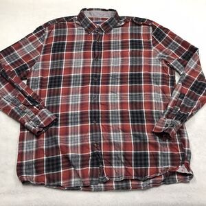 32 BAR BLUES Flannel Shirt Men XL Brick Red Black Check Plaid GORP Grunge